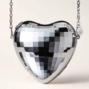 Silver Heart-Shaped Crossbody Bag